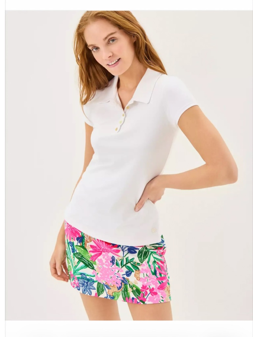 Lilly Pulitzer UPF 50+ Luxletic Frida Scallop Polo Top Sz-XS